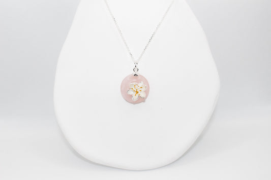 Rose Quartz Flower Necklace