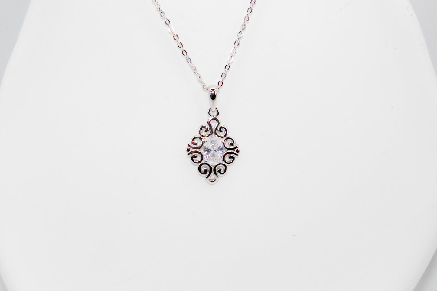 Silver Diamond Swirl Jewelry Set