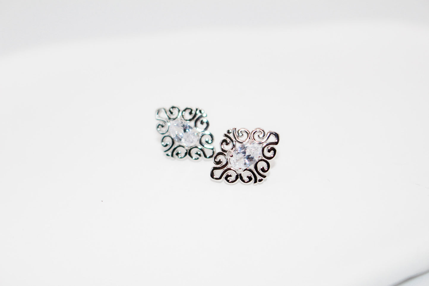 Silver Diamond Swirl Jewelry Set