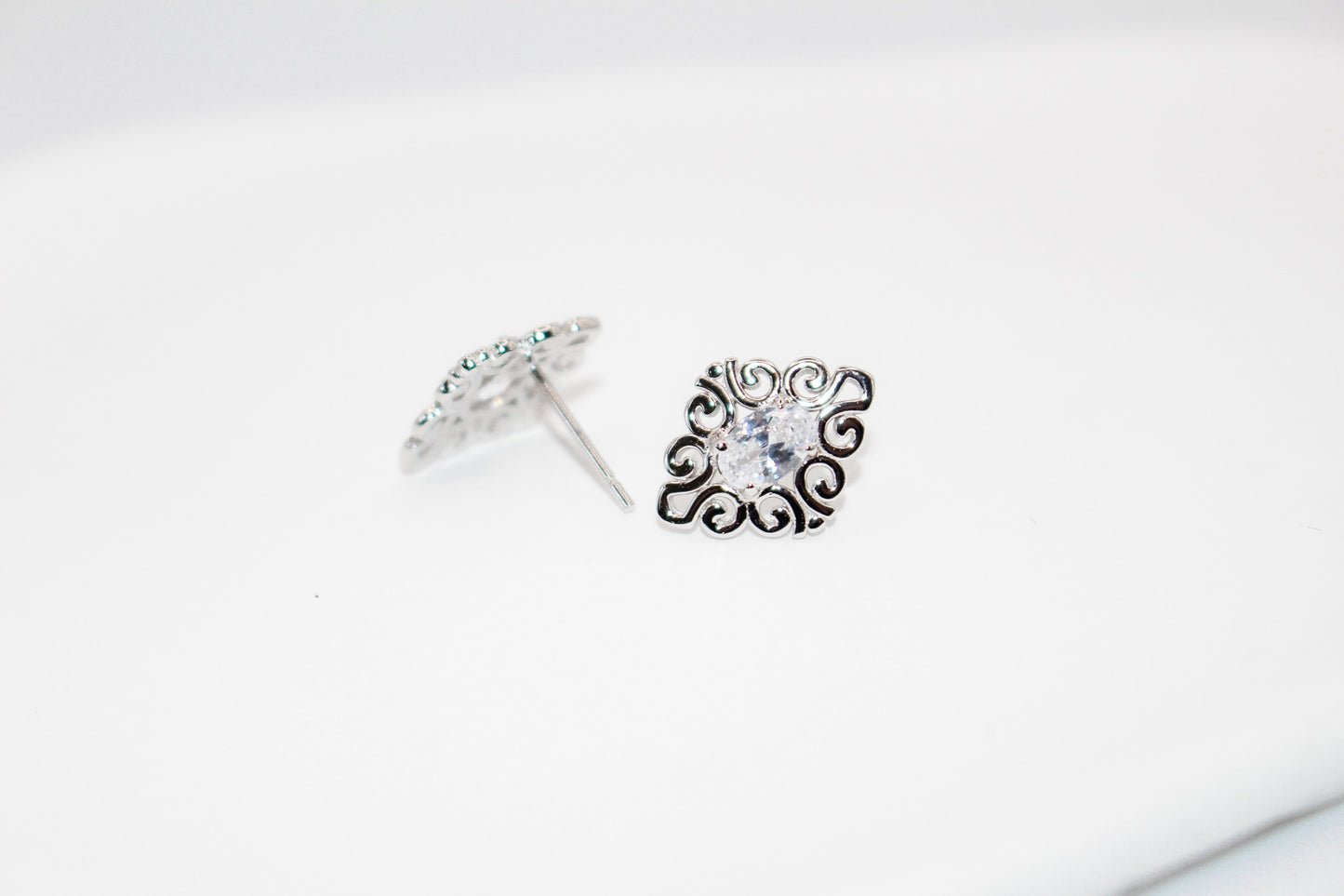 Silver Diamond Swirl Jewelry Set