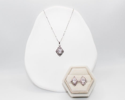 Silver Diamond Swirl Jewelry Set