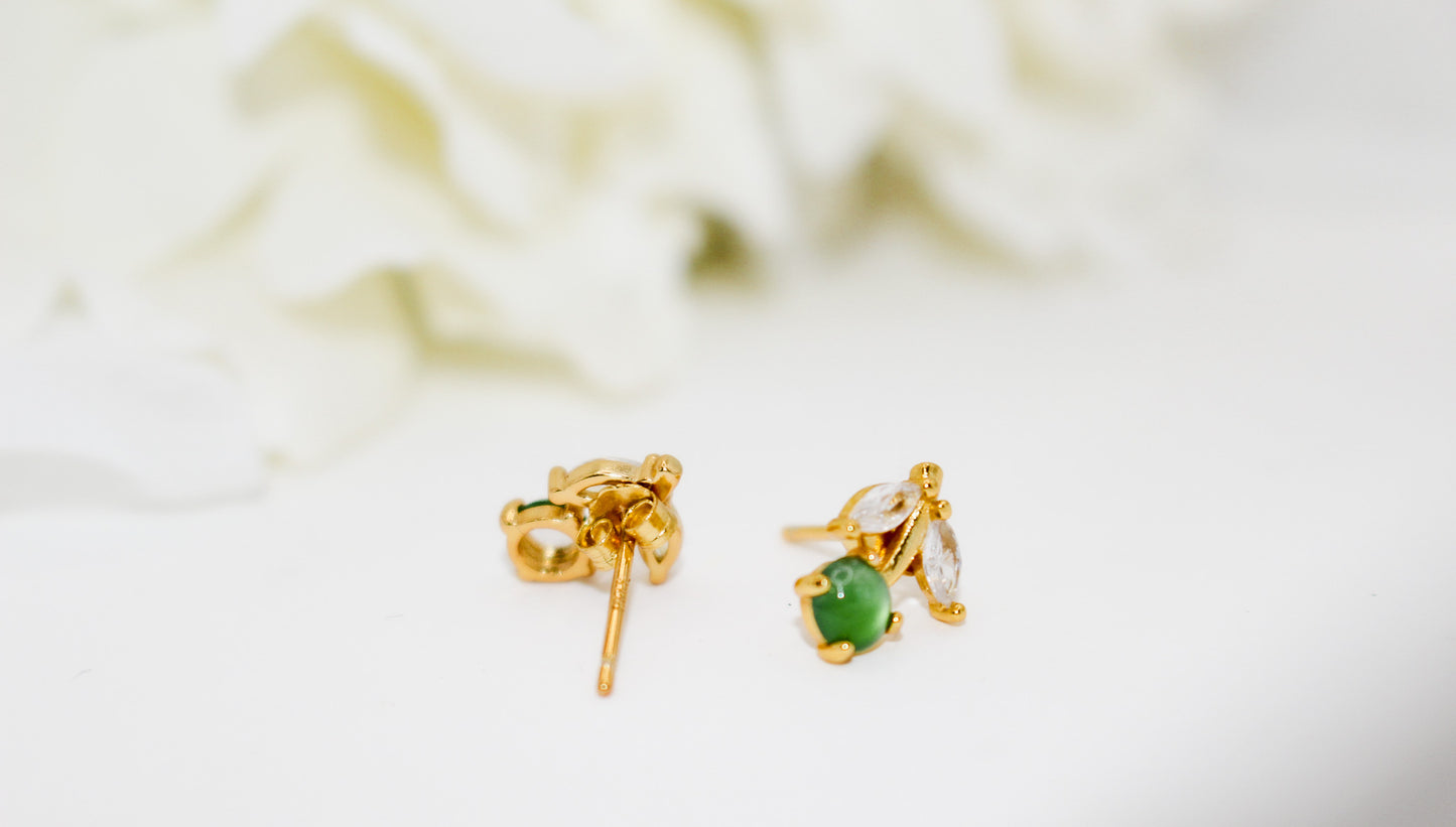 Dainty Cherry Jade Earrings