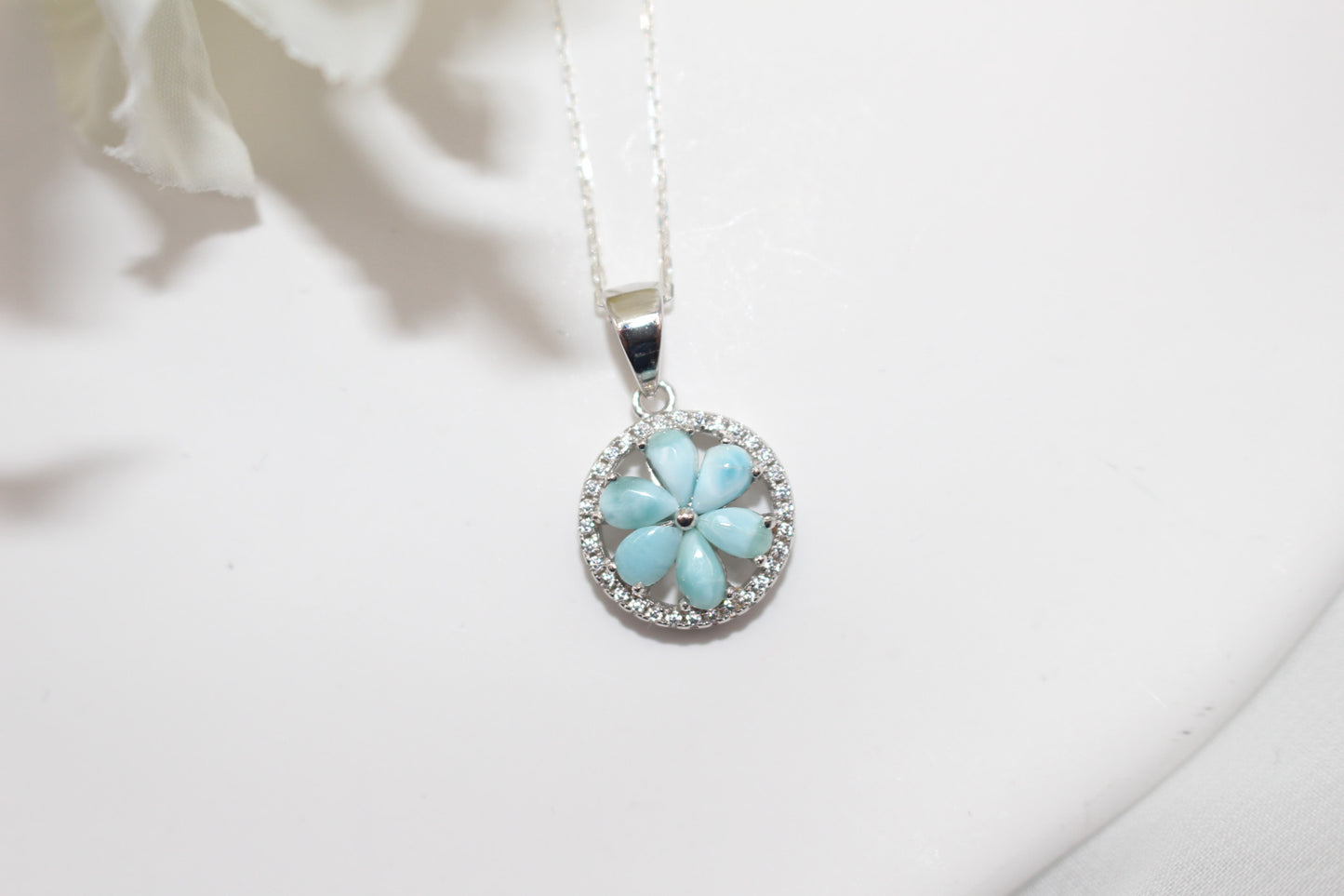 Larimar Flower Jewelry Set