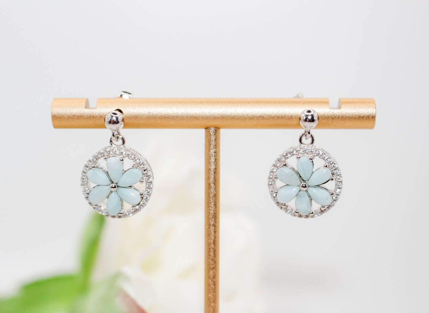 Larimar Flower Jewelry Set