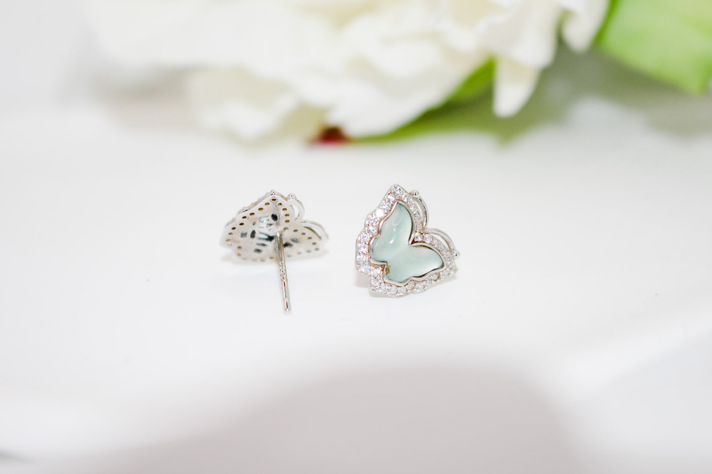 Jade Butterfly Stud Earrings