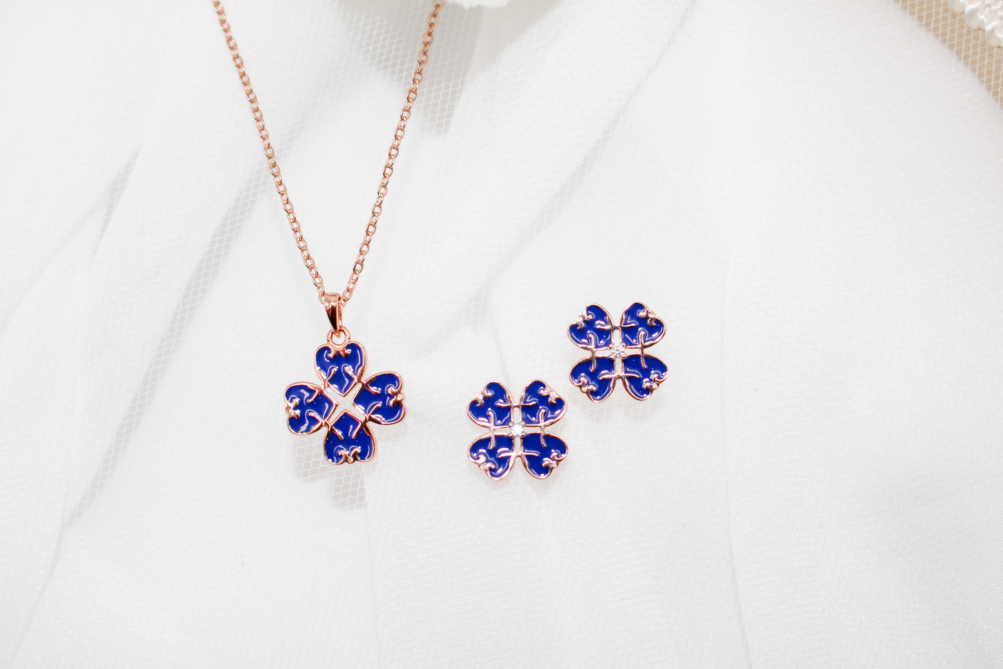 Blue Clover Jewelry Set