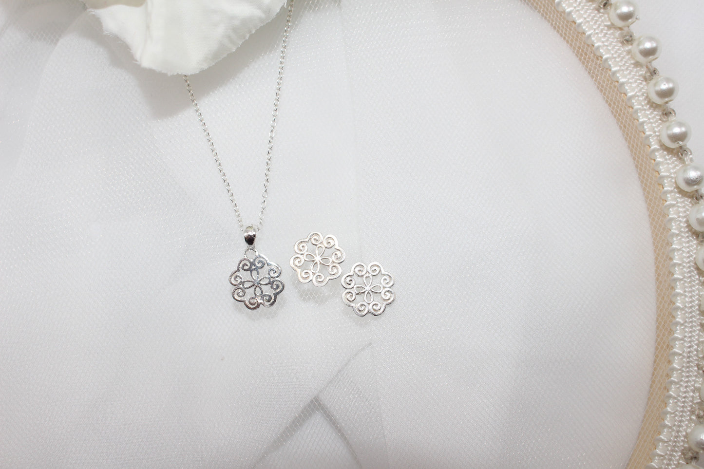 Silver Print Jewelry Set