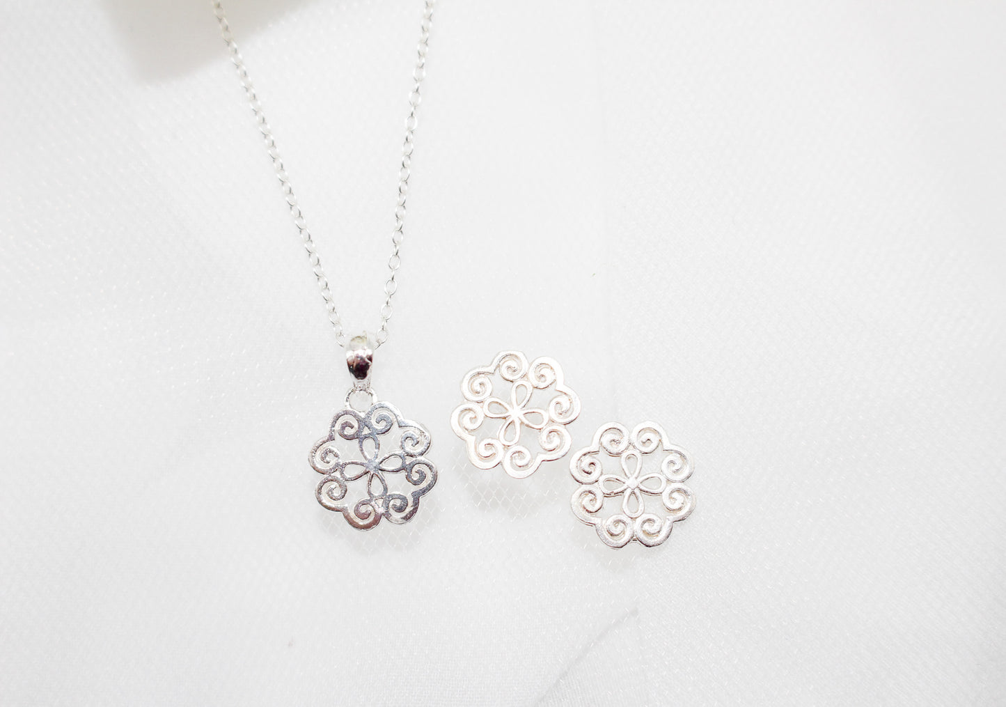 Silver Print Jewelry Set