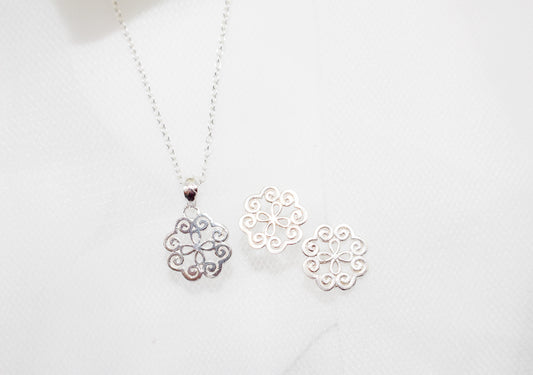 Silver Print Jewelry Set