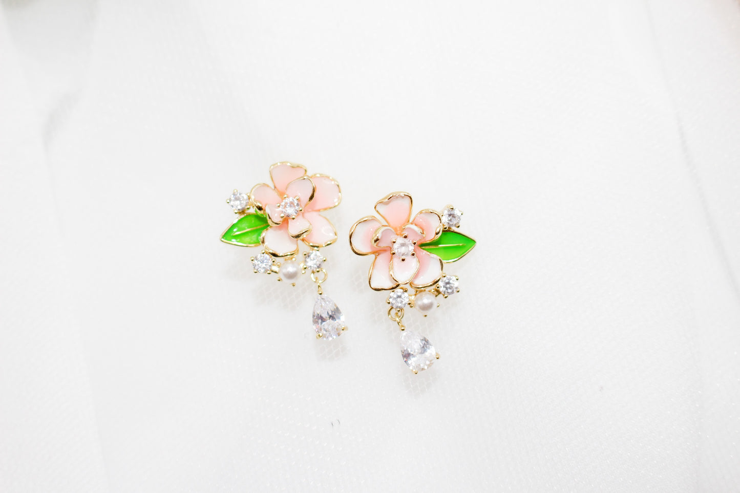 Pink Flower Jewelry Set