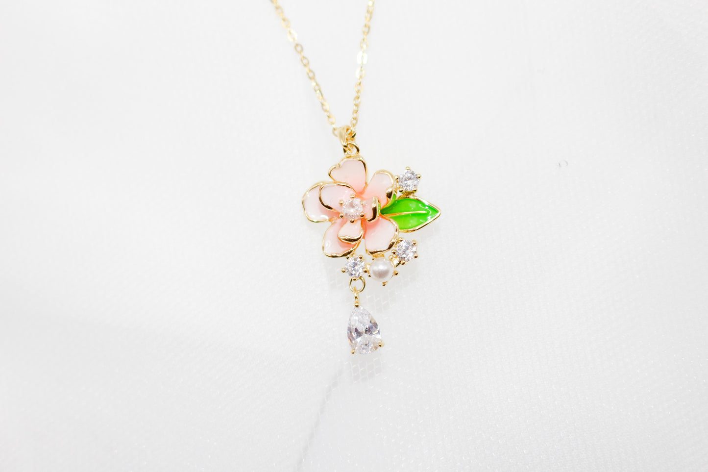 Pink Flower Jewelry Set