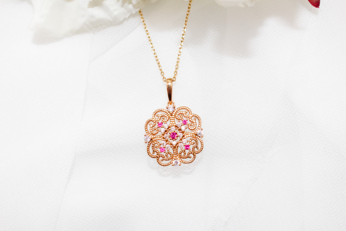 Ruby Clover Necklace