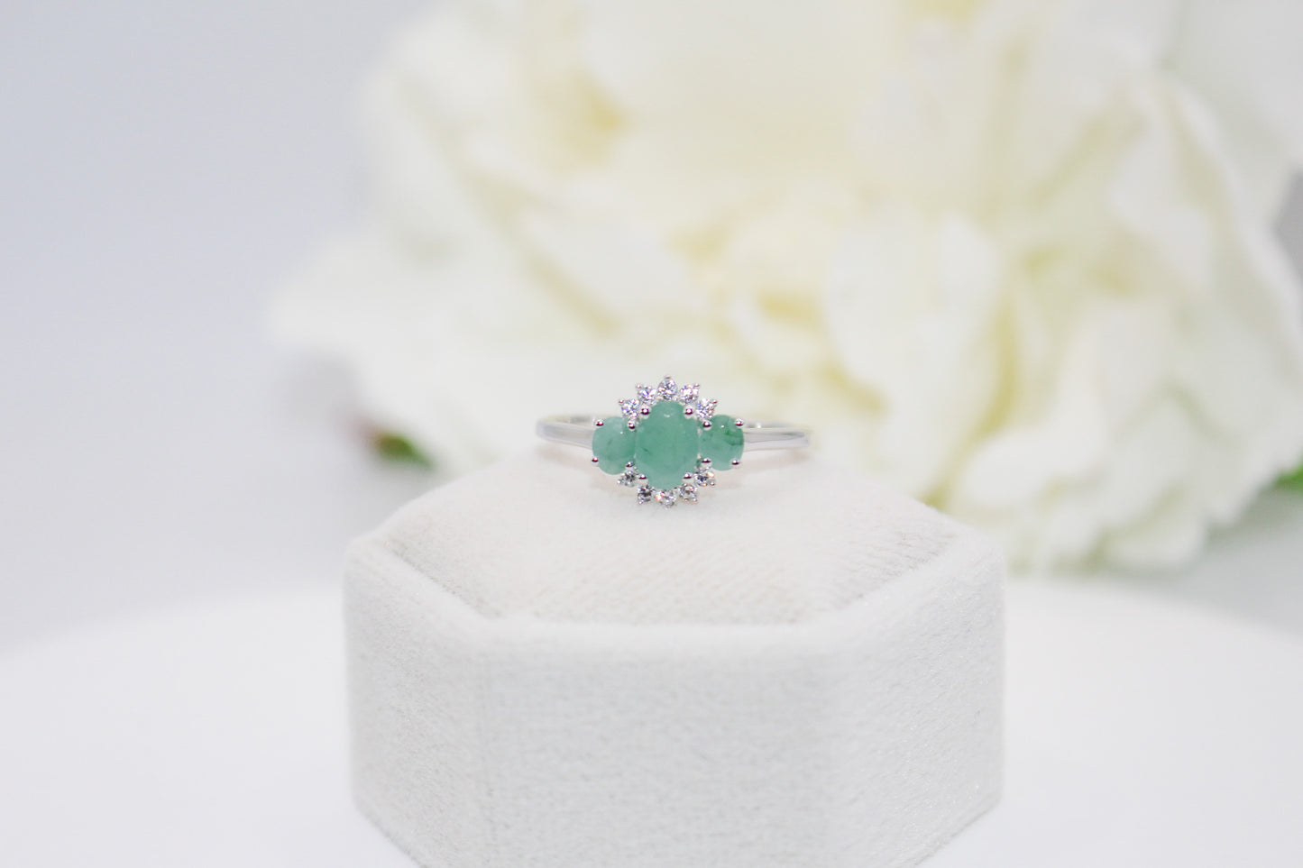 Emerald Three Stone Ring