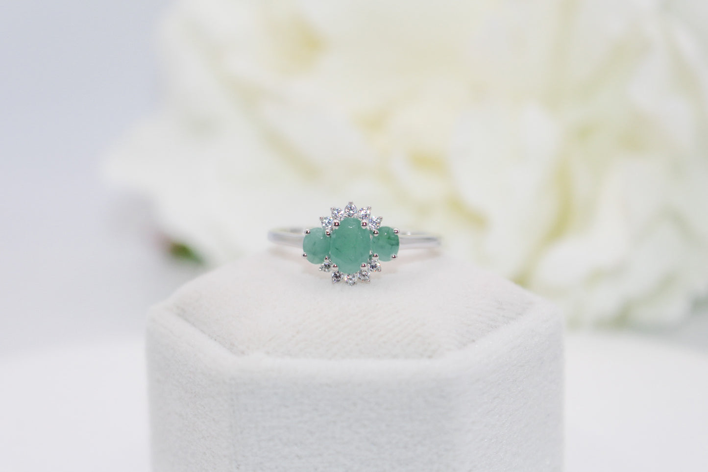 Emerald Three Stone Ring