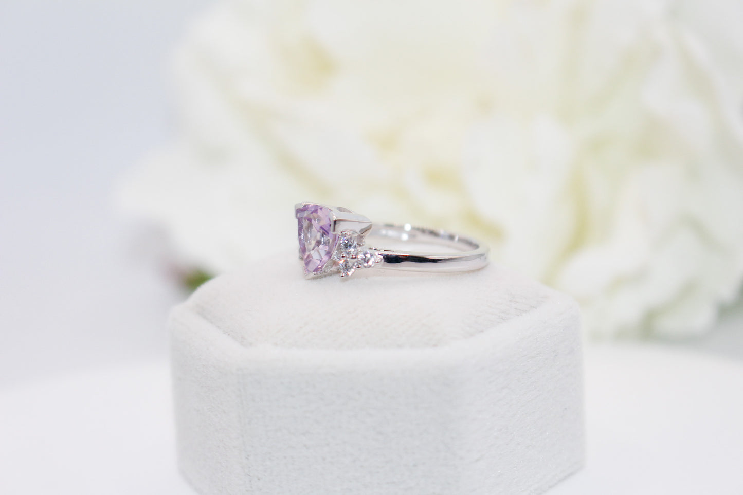 Pink Amethyst Trillion Cut Ring