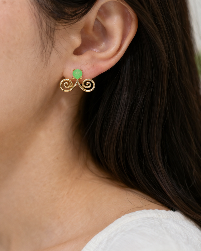 Gold Jade Hmong Earring