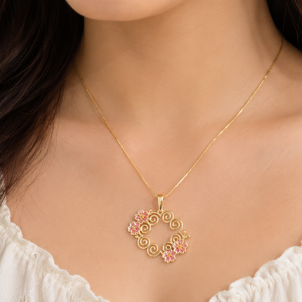 Gold Cherry Blossom Hmong Necklace