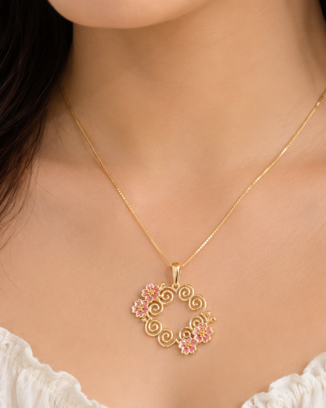 Gold Cherry Blossom Hmong Necklace