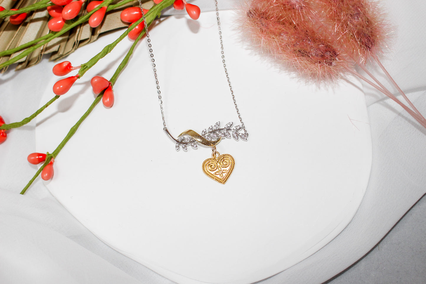 Silver and Gold Heart Necklace