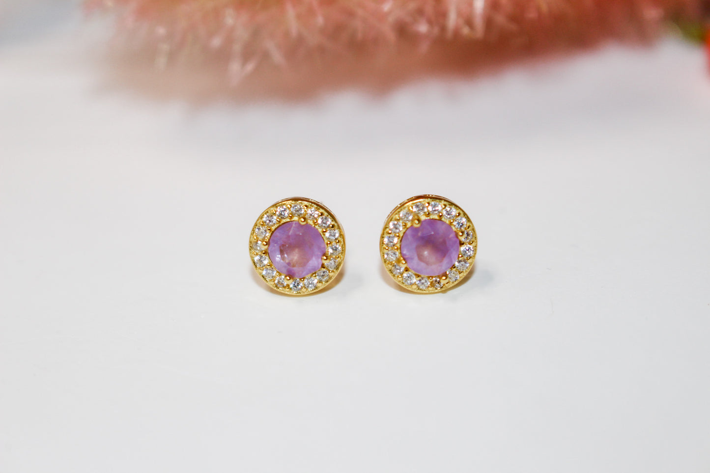 Amethyst Round Earrings