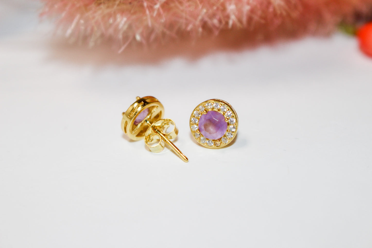 Amethyst Round Earrings