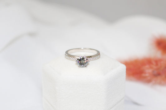 Gray Moissanite Ring