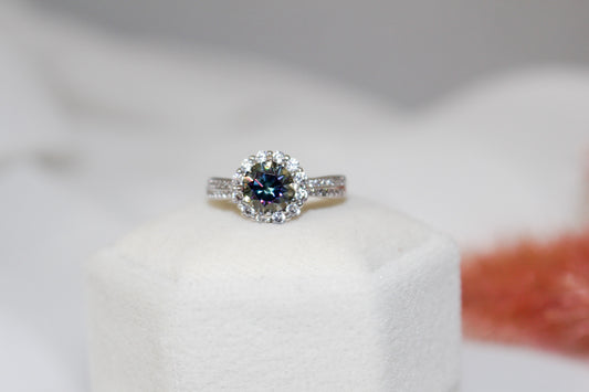 Blue Moissanite Ring