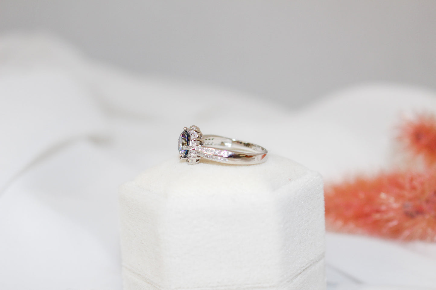 Blue Moissanite Ring