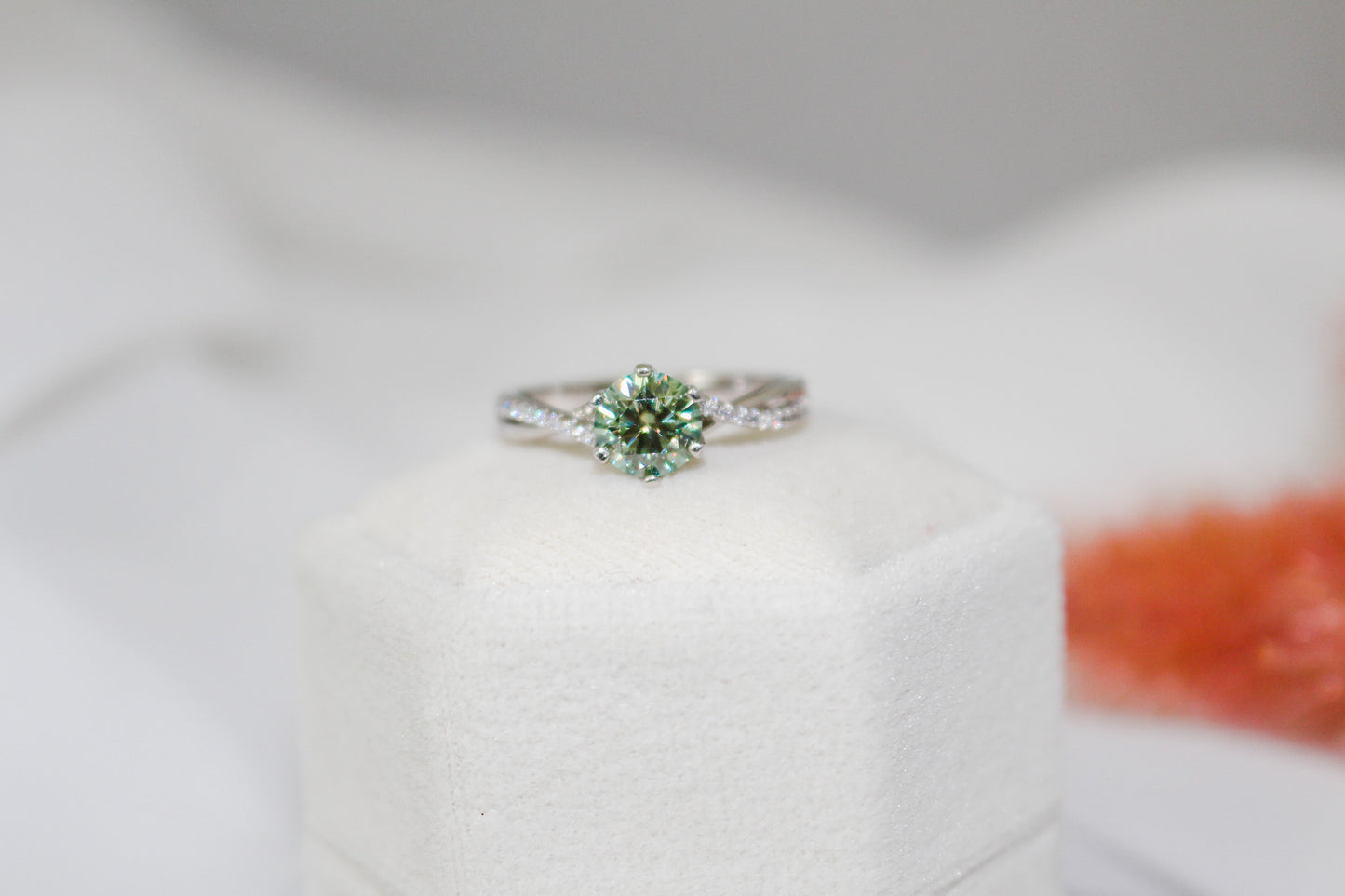 Green Twist Moissanite Ring