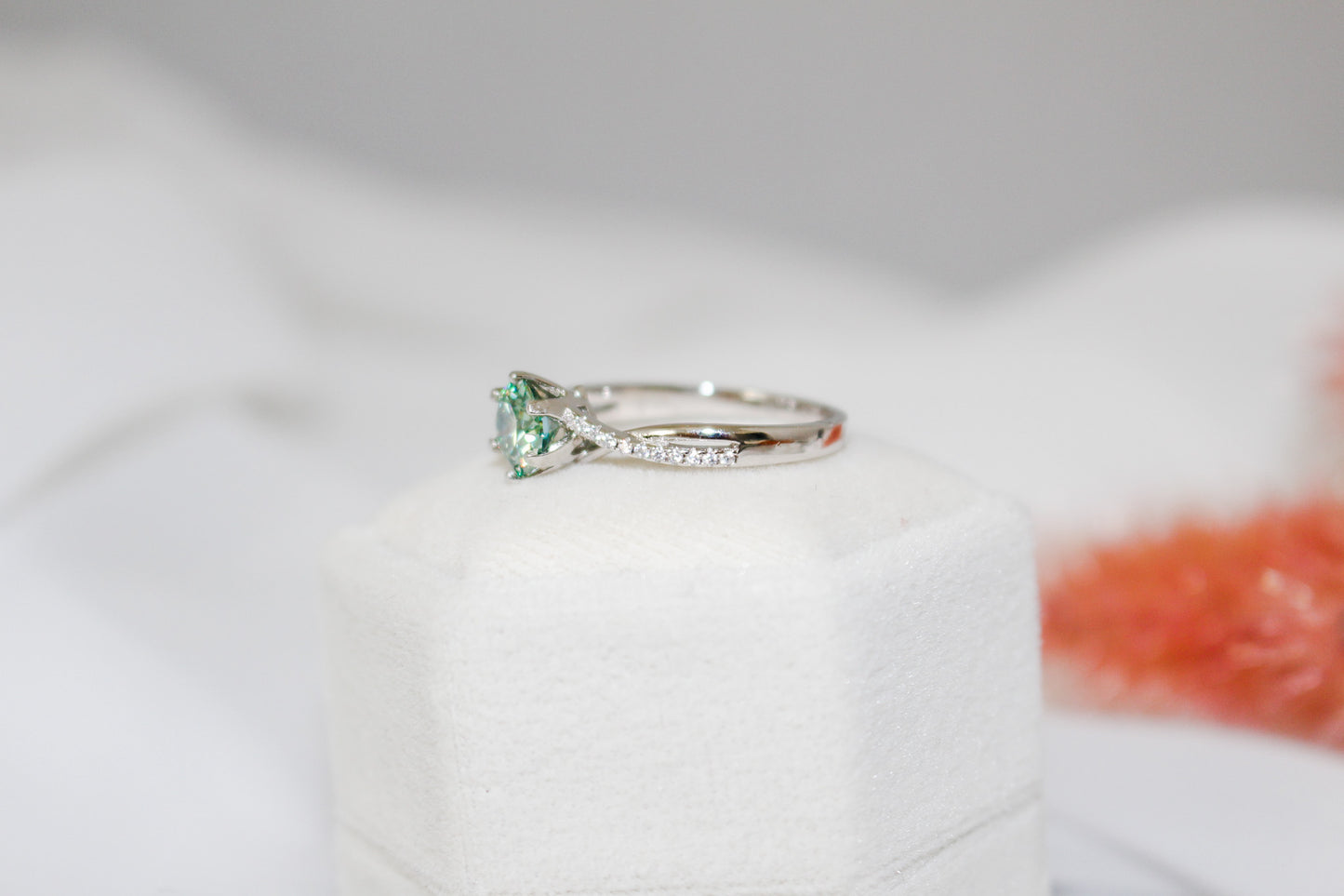 Green Twist Moissanite Ring