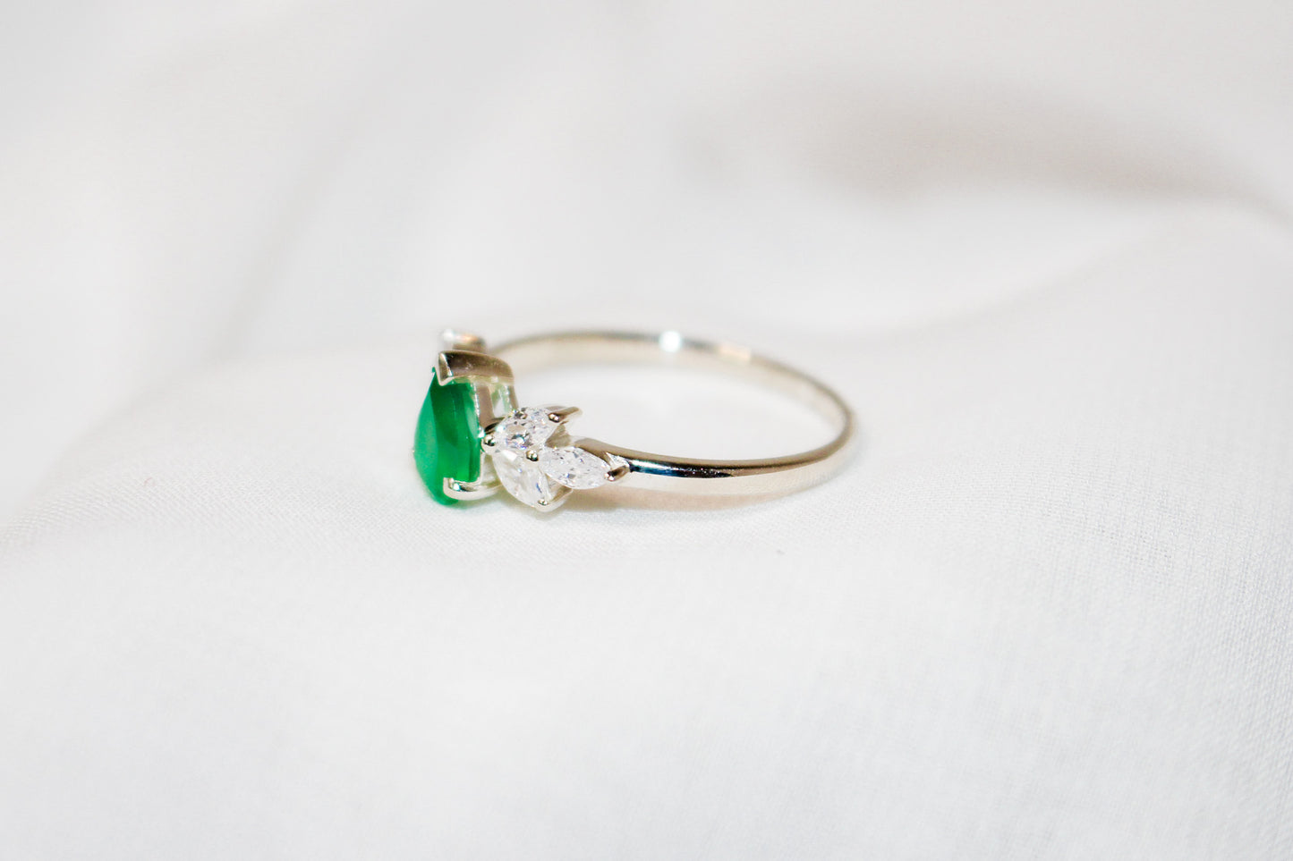 Green Onyx Pear Cut Ring