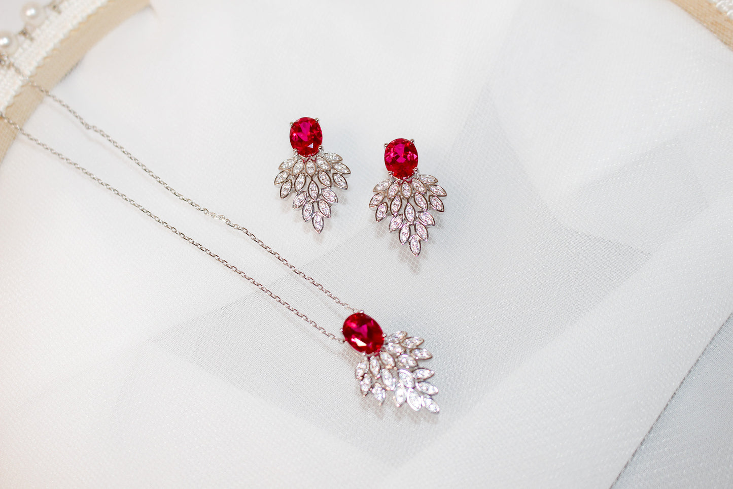 Ruby Leaf Jewelry Set