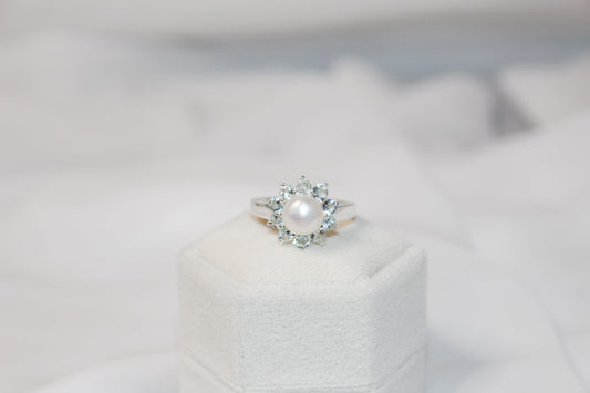 Pearl and Blue Topaz Ring