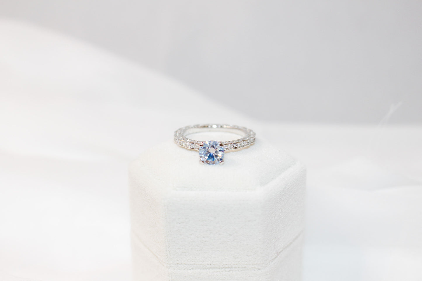 Blue Moissanite Ring