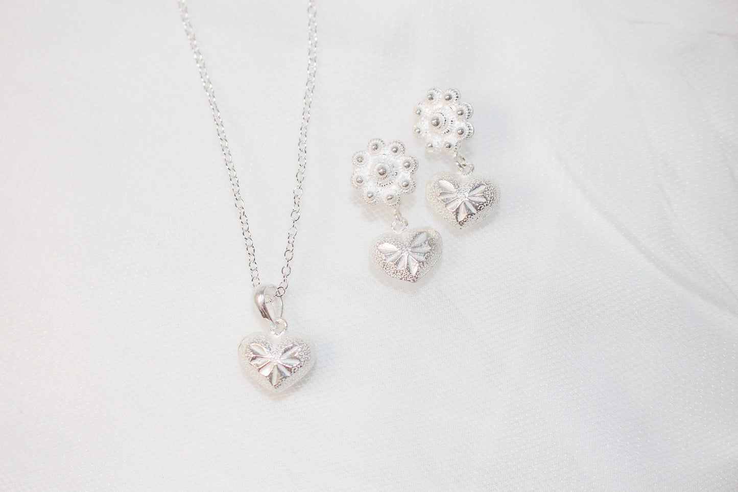 Silver Heart Jewelry Set