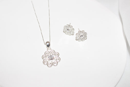 Elephant Print CZ Jewelry Set