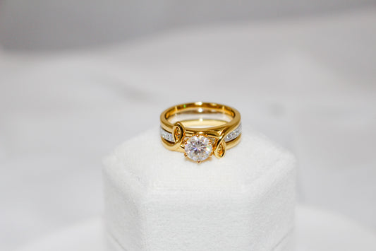 Silver and Gold Moissanite Stack Ring