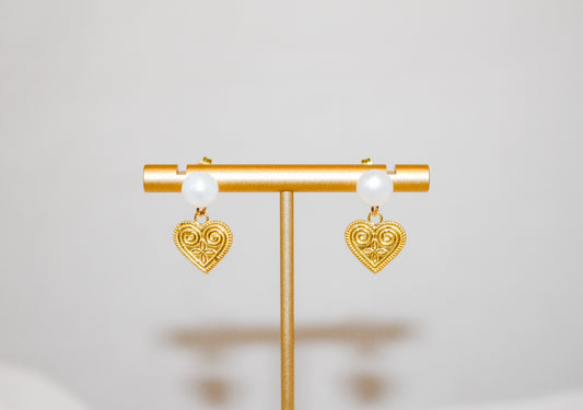 Pearl Heart Earrings