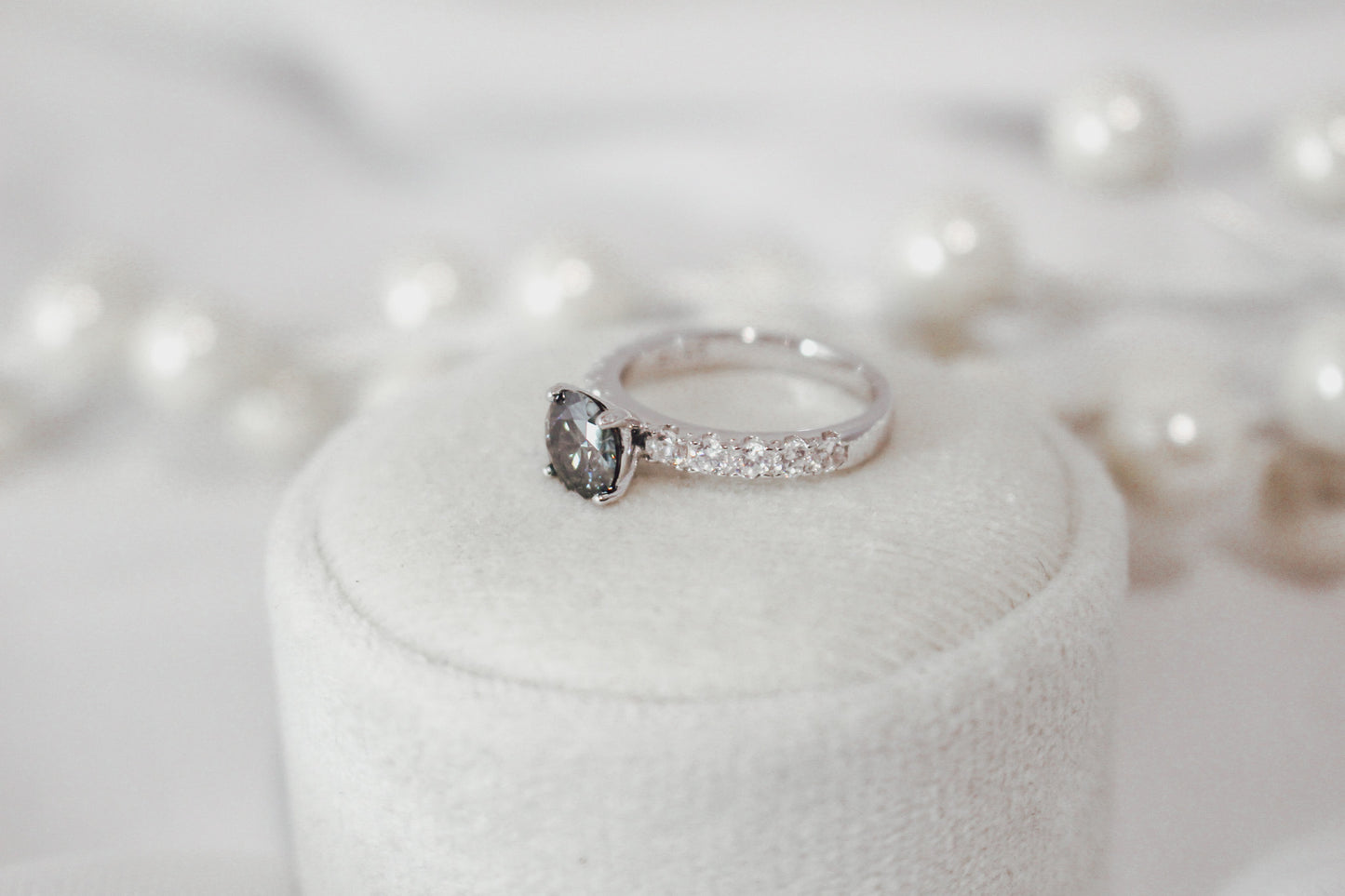 Gray Moissanite Ring