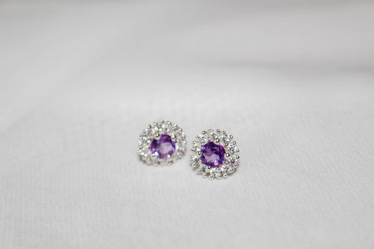 Natural Amethyst Stud Earrings