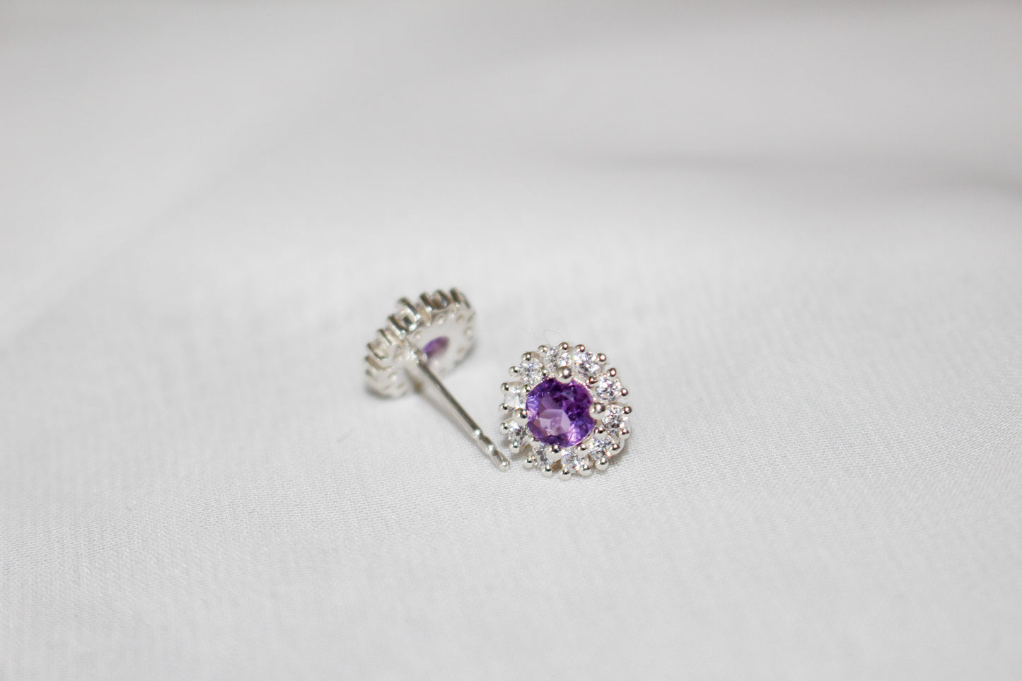 Natural Amethyst Stud Earrings