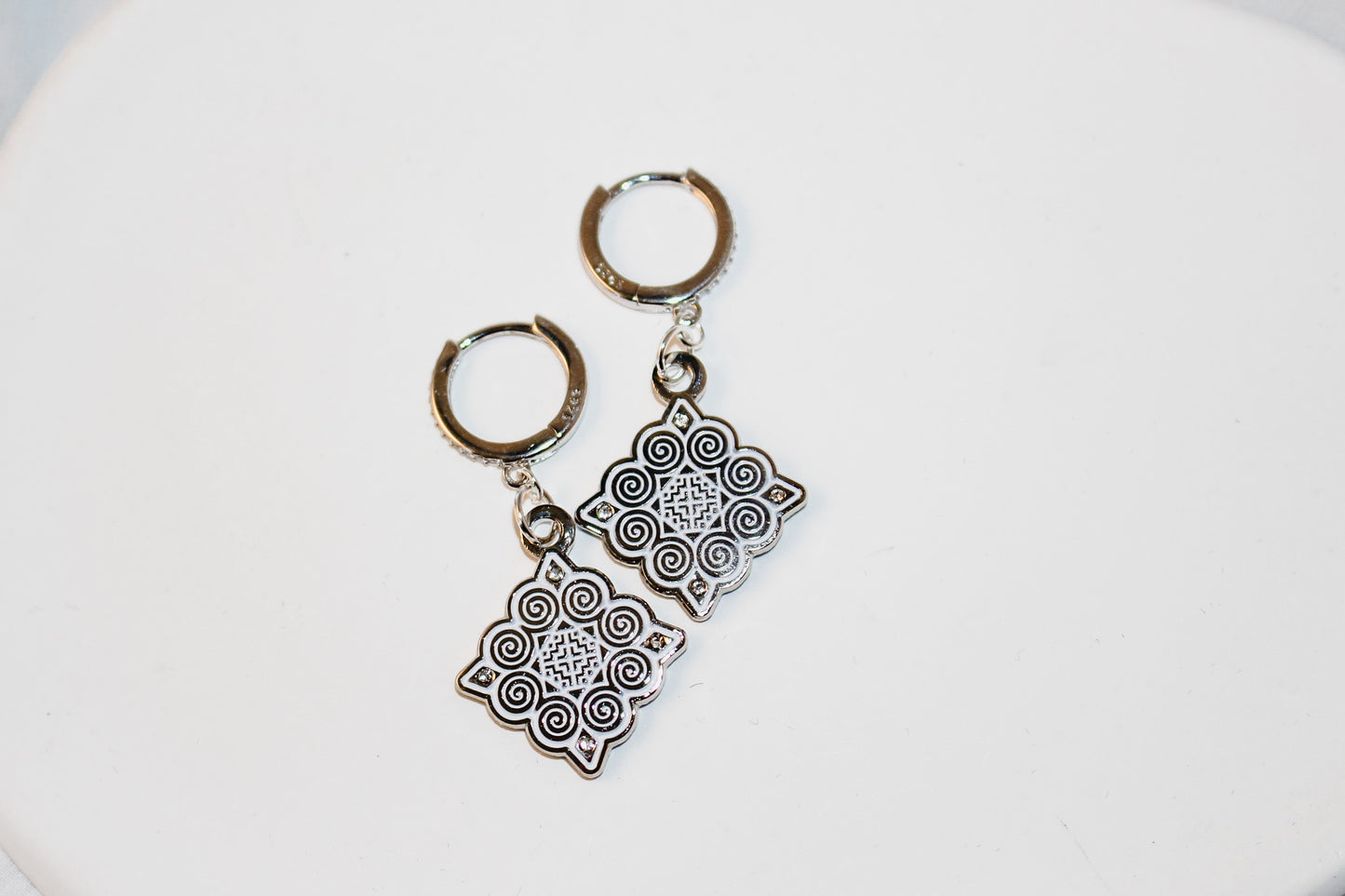 Silver Hmong Design Earrings