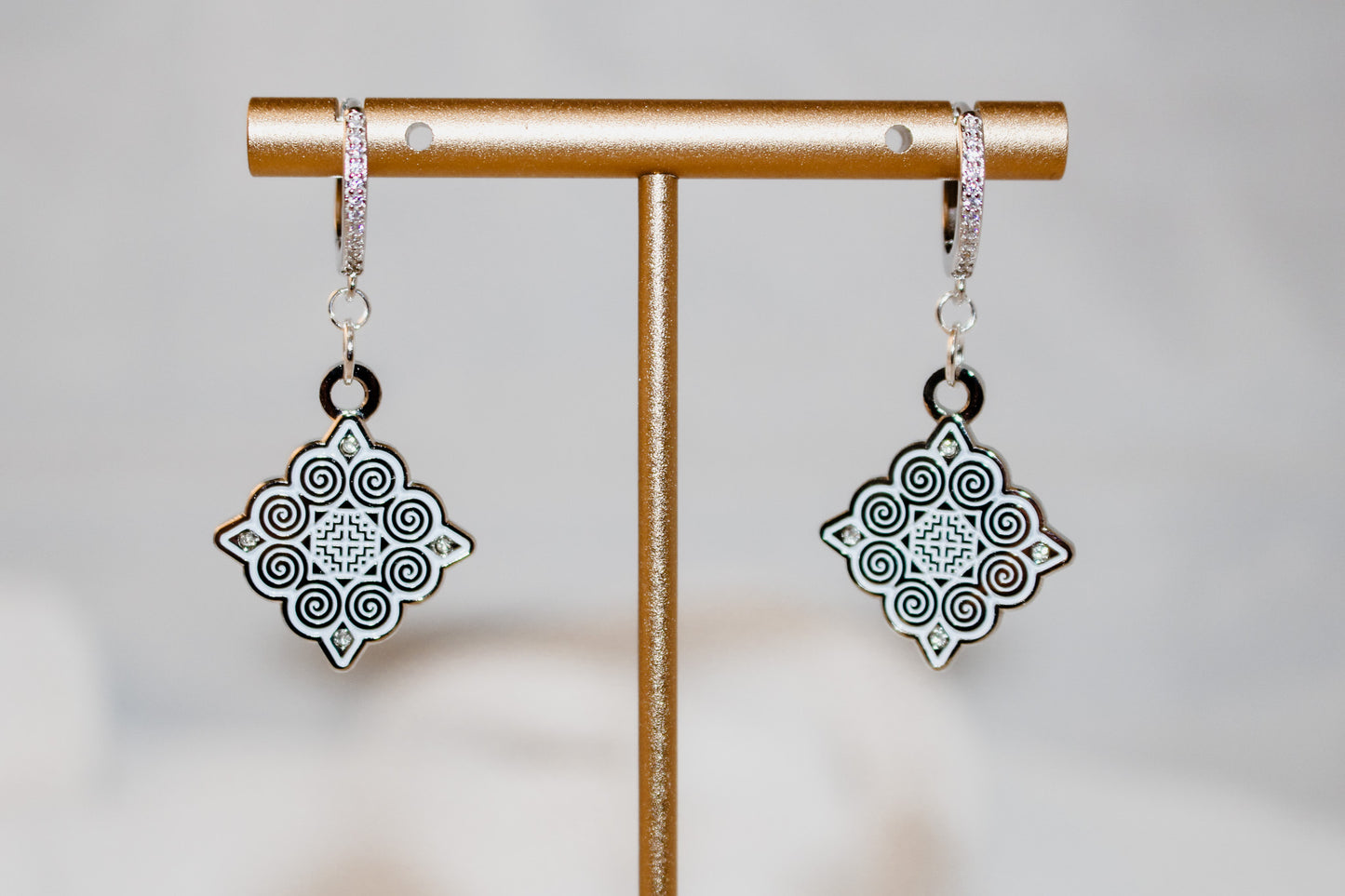 Silver Hmong Design Earrings