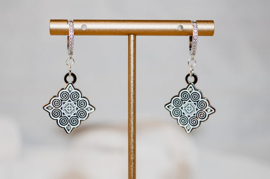 Silver Hmong Design Earrings