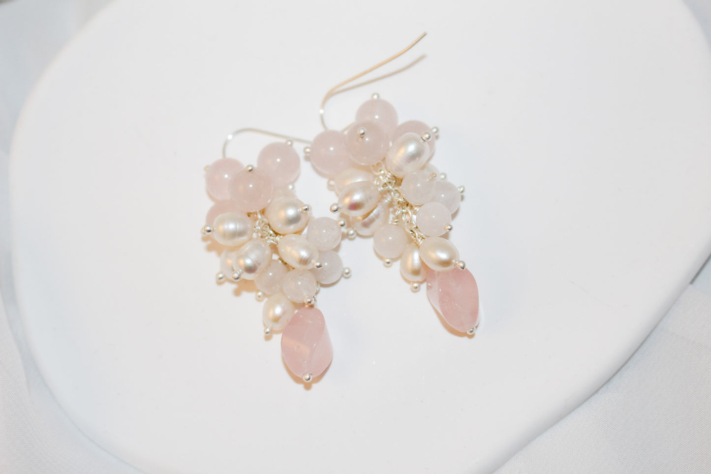 Rose Quartz and Pearl Earrings