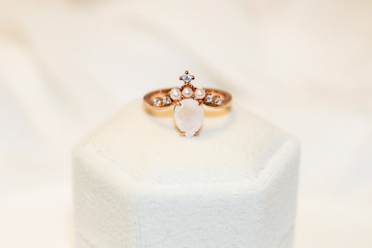 Moonstone Pearl Ring