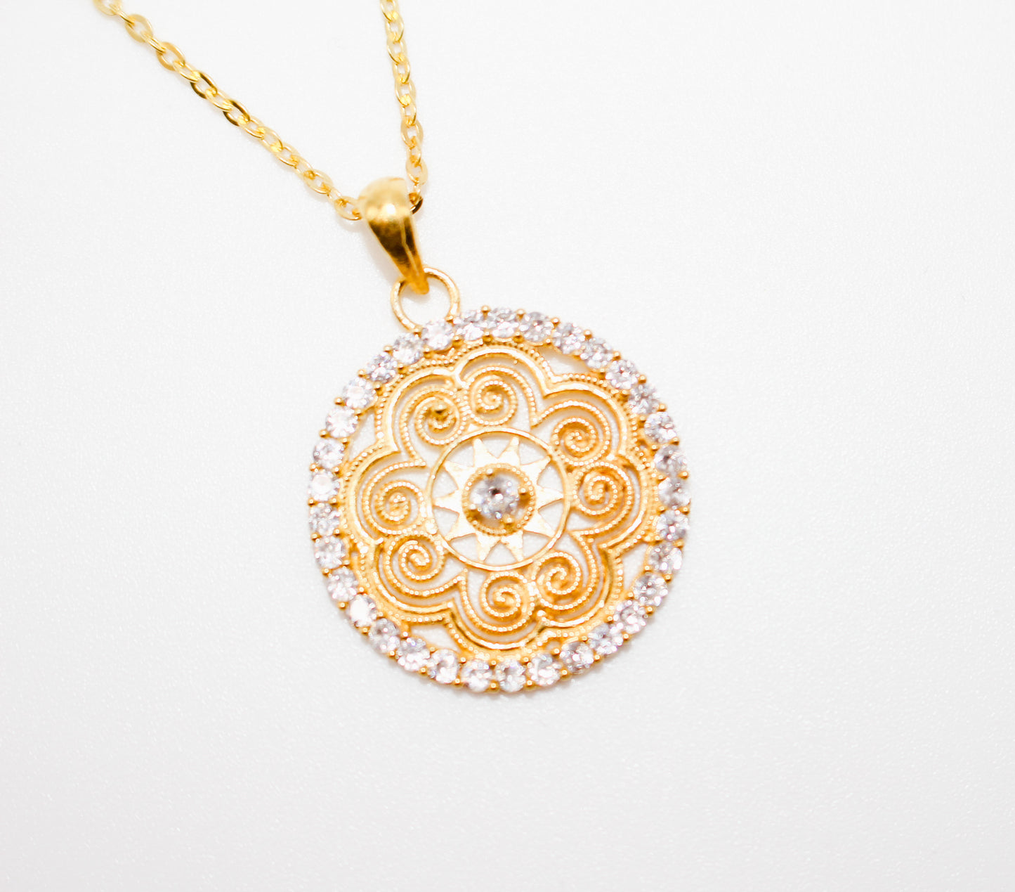 Gold Print Design Necklace