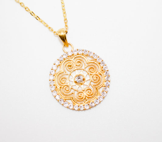 Gold Print Design Necklace