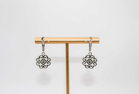 Silver Elephant Print Huggy Earrings