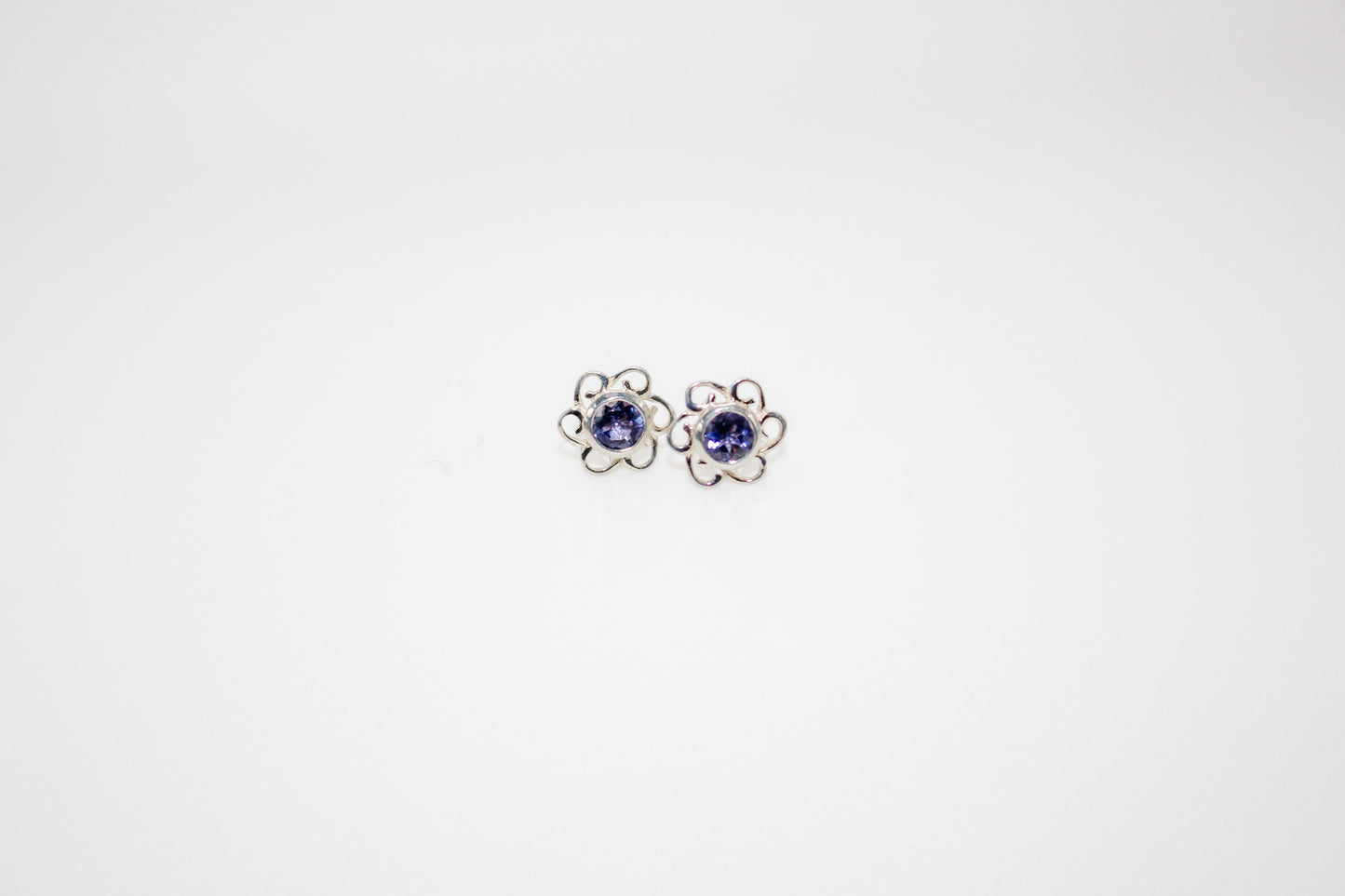 Iolite Flower Earrings